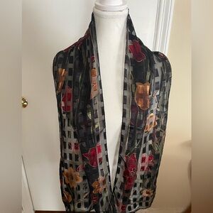 Women’s Sheer Floral Polyester Scarf 69” x 13”